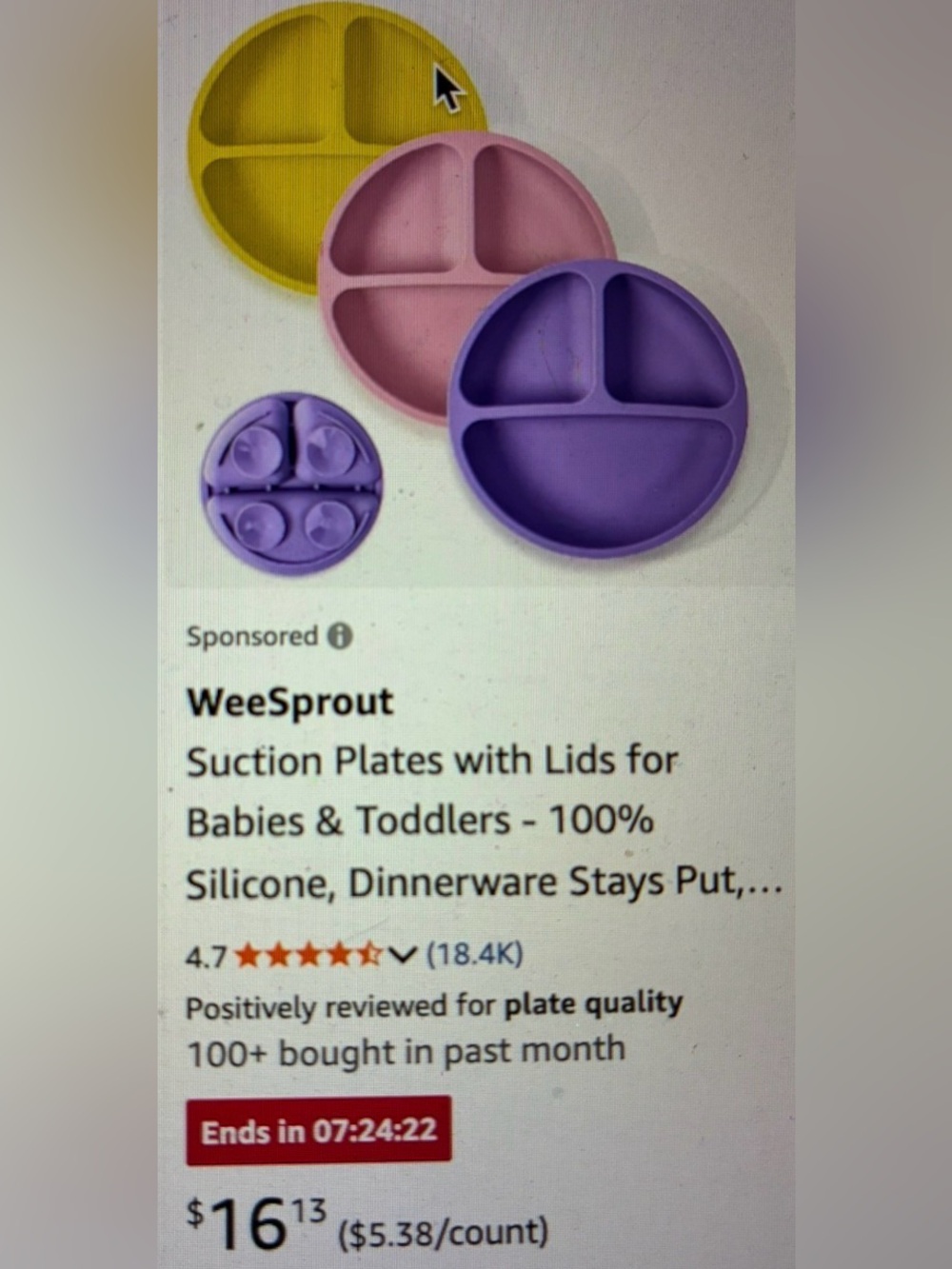 Wee Sprout - 3 SILICONE PLATES ( babies/toddlers) - Picture 9 of 9